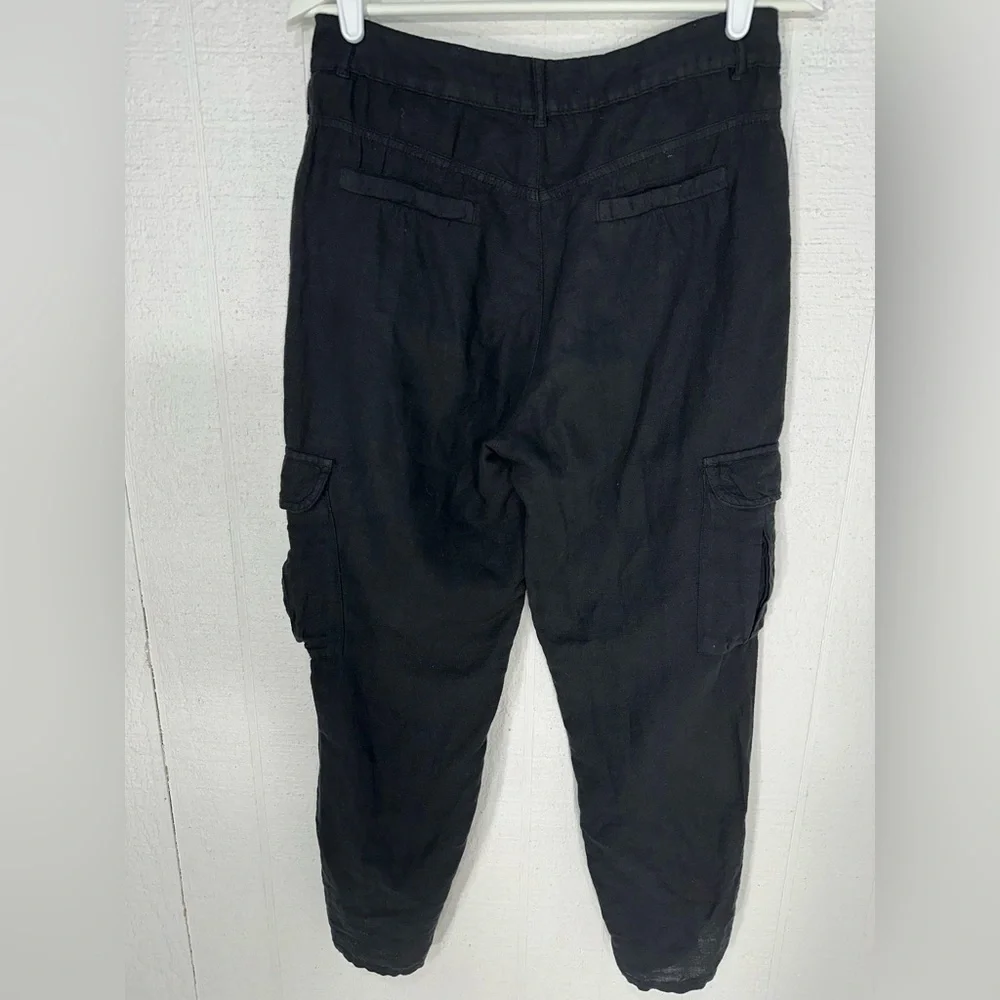 Zara cargo pants linen blend black size 00